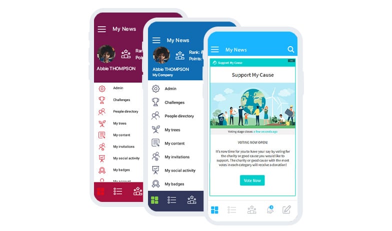 sociabble mobile app with a vote page open
