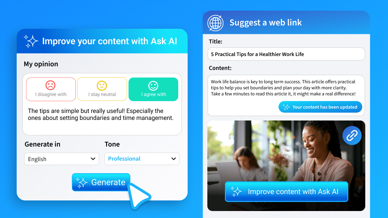 Sociabble Feature - AI-assisted employee generated content