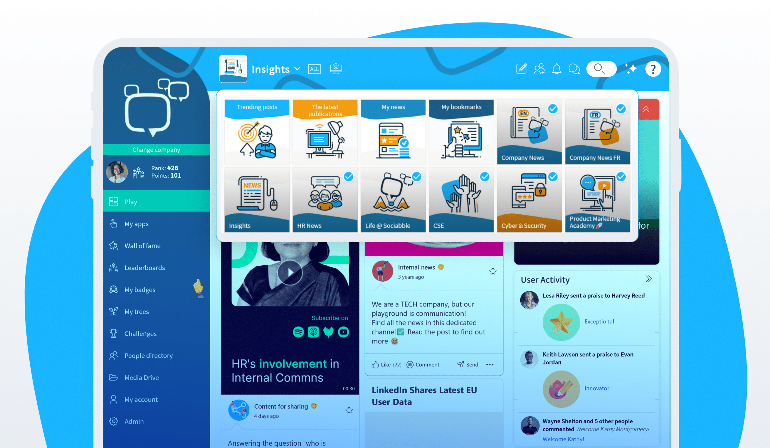 Sociabble platform channels