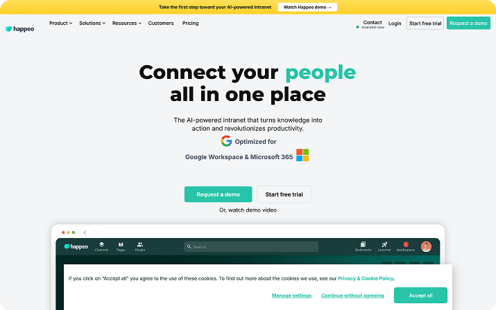 happeo homepage