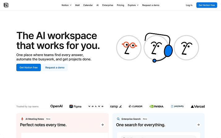 Notion homepage